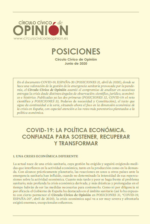 Posiciones 34. COVID-19: La política económica. Confianza para sostener, recuperar y transformar.